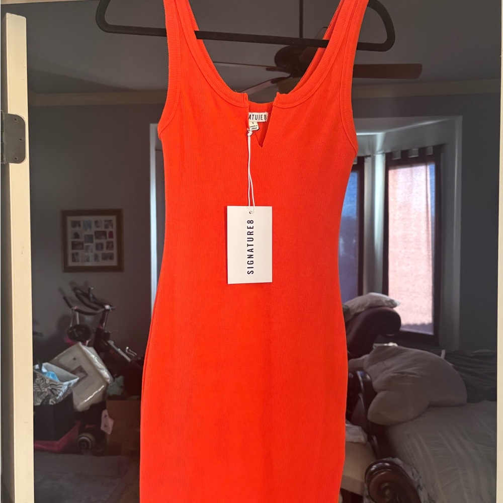 Signature8 Women's Vibrant Orange Mini Dress